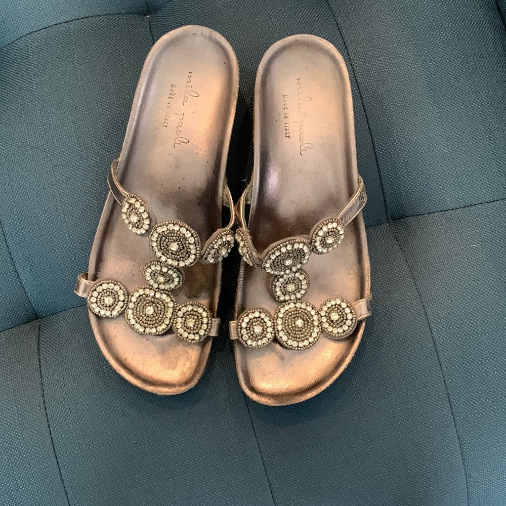 Mila Paoli Silver Gem Sandals, Size 6